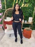 Hoodies Fashion Solid Three-Piece Tracksuit Women's Clothing