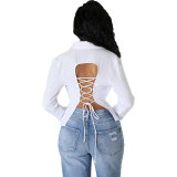 Women's Long Sleeve Shirt Solid Color Chic Fashion Casual Blouse