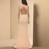 Women's Dress Patchwork Diamond Low Back Mearmaid Evening Dress Formal Party Long Gown