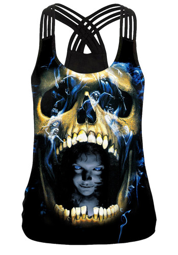 Halloween Skull Print Casual Slim Camisole