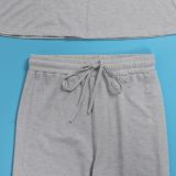 Women Solid Casual Slash Shoulder Top and Pant Two-piece Set