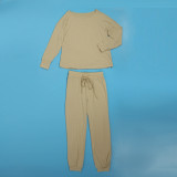 Women Solid Casual Slash Shoulder Top and Pant Two-piece Set