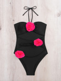 Women Bikini Flower One Piece Swimwear