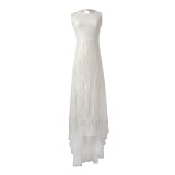Women Summer Sleeveless Asymmetric Tuxedo Dress