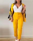 Women autumn and winter Blazer and trousers two-piece set with belt