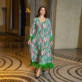 Women Arabian Dubai Muslim Print Abayas