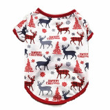 Christmas Dog Cartoon Print Cat Pet T-Shirt