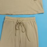 Women Solid Casual Slash Shoulder Top and Pant Two-piece Set