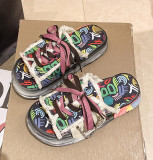 Women Graffiti Thick Soled Slippers