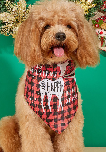 Christmas deer snowman print pet triangle towel dog saliva towel