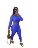 Women Solid knitting sweater and trousers two-piece set
