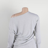 Women Solid Casual Slash Shoulder Top and Pant Two-piece Set