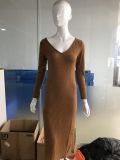 Women Sexy Off Shoulder V Neck Long Sleeve Dress