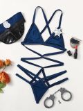 Women's  One-Piece Sexy Lingerie Dark Blue Sexy Cosplay Uniform Set