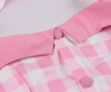 Women's  Summer Slim Waist Sweet Halter Neck Straps Pink Plaid Dress