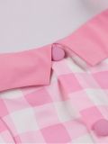 Women's  Summer Slim Waist Sweet Halter Neck Straps Pink Plaid Dress