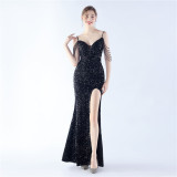 Women beaded and sequined evening dress