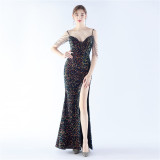 Women beaded and sequined evening dress