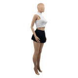 Women's Summer Solid Color Sexy Mini Pleated Skirt