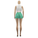 Women's Summer Solid Color Sexy Mini Pleated Skirt