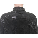 Women Solid Sequin Loose Shirt Dress