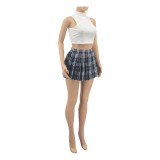 Women's Summer Solid Color Sexy Mini Pleated Skirt