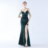 Women beaded and sequined evening dress