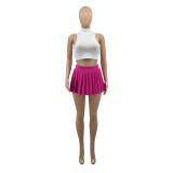 Women's Summer Solid Color Sexy Mini Pleated Skirt