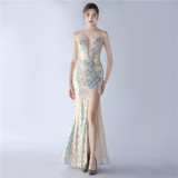 Women Lace-Up Sequin Evening Dress