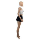 Women's Summer Solid Color Sexy Mini Pleated Skirt