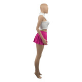 Women's Summer Solid Color Sexy Mini Pleated Skirt