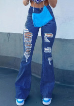 Women Ripped Denim Bell Bottom Pants Women Ripped Denim Bell Bottom Pants