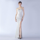 Women Sequins Strapless Evening Gown