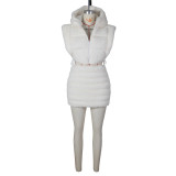 Women zipper vest and Skirt two-piece set