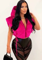 Women winter hooded warm vest jacket