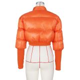 Women Winter Stand Collar Crop Padded Jacket