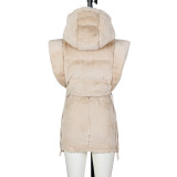 Women winter hooded warm vest jacket
