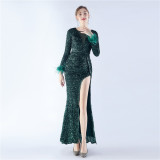Plus Size Women Sequin Formal Party Evening Dress