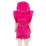 Women winter hooded warm vest jacket