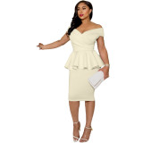 Womens Ol V Neck Sleeveless Bodycon Dress