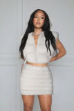 Women zipper vest and Skirt two-piece set