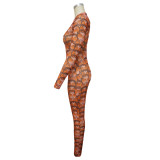 Women Printed Sexy See-Through Jumpsuit