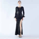 Plus Size Women Sequin Formal Party Evening Dress