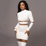 Women Round Neck Patchwork See-Through Long Sleeve Dress