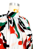 Women Buttoned Printed Bat Sleeves Shirt