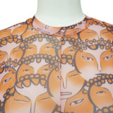 Women Printed Sexy See-Through Jumpsuit