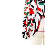 Women Buttoned Printed Bat Sleeves Shirt