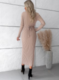 Women's Autumn And Winter Chic Elegant Solid Color V-Neck Long Sleeve Sweater