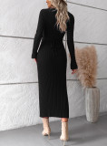 Women's Autumn And Winter Chic Elegant Solid Color V-Neck Long Sleeve Sweater