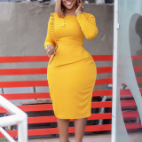 Women's Fall/Winter Chic Elegant Office African Dress